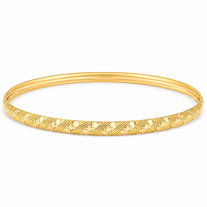 النگو طلا 18 عیار زنانه گالری طلای پیرعطا مدل الماس تراش GM407T2g سایز 2