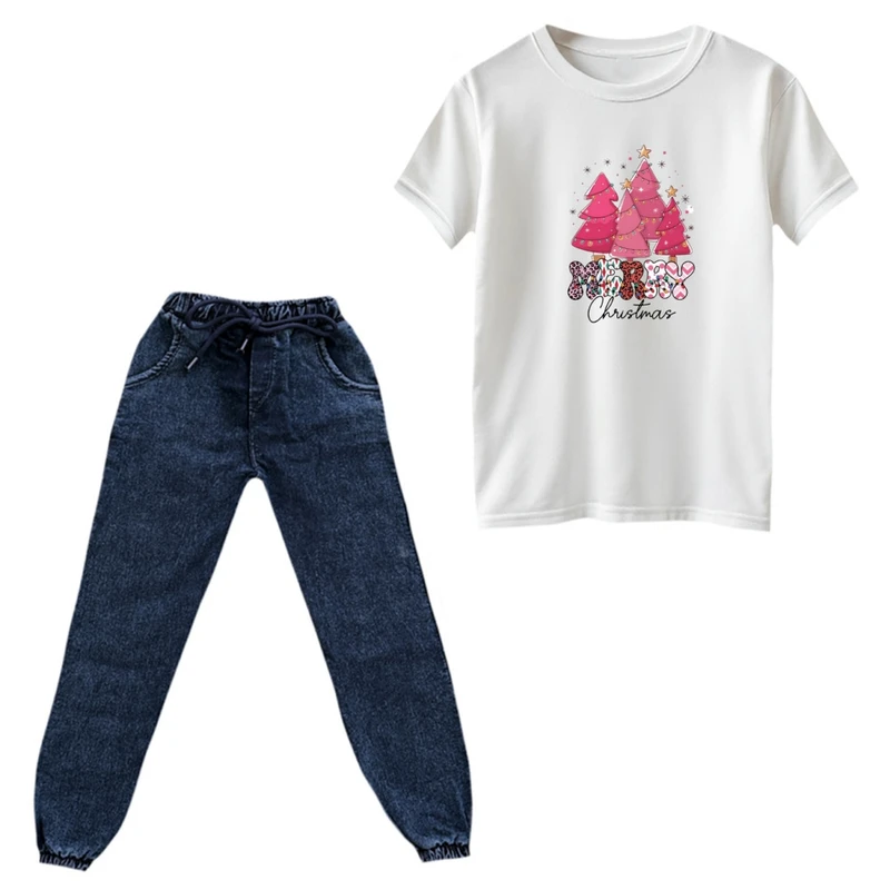 ست تی‌شرت و شلوار پسرانه مدل کریسمسی کد 011