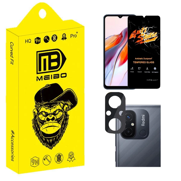 محافظ صفحه نمایش میبو مدل Transparent Antistatic مناسب برای گوشی موبایل شیائومی Redmi 12C به همراه محافظ لنز دوربین