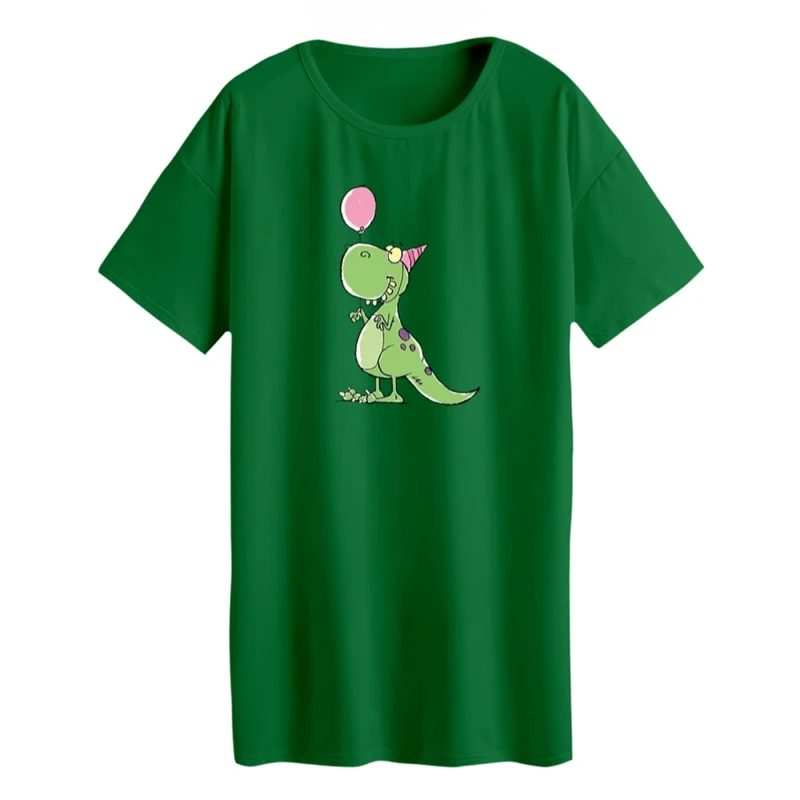 تی شرت لانگ زنانه مدل دایناسور و بادکنک