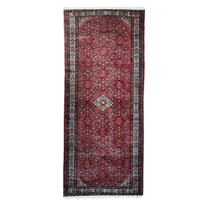فرش قدیمی دستبافت کناره طول سه و نیم متر طرح حسین آباد کد 219