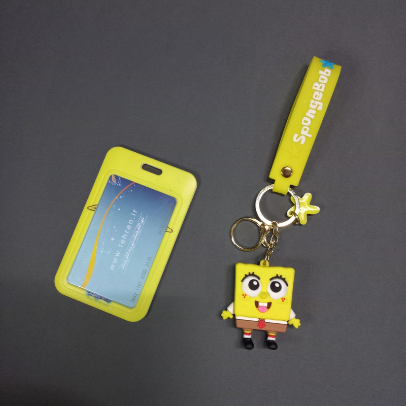 جاکلیدی دخترانه مدل باب اسفنجی به همراه جاکارتی