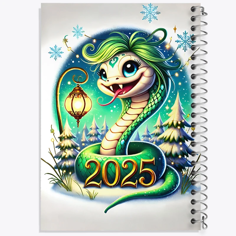 دفتر شطرنجی 50 برگ خندالو طرح سال مار 2025 میلادی کد F7550