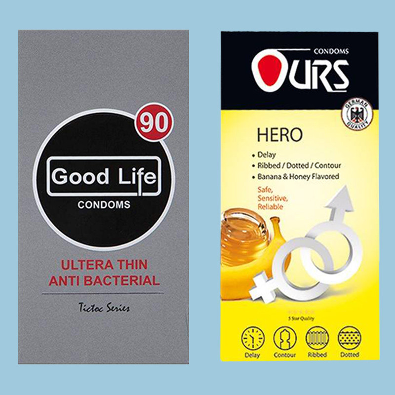 کاندوم گودلایف مدل Ultra Thin Anti Bacterial بسته 12 عددی به همراه کاندوم تاخیری اورز مدل Hero بسته 12 عددی کاندوم گودلایف مدل Ultra Thin Anti Bacterial بسته 12 عددی به همراه کاندوم تاخیری اورز مدل Hero بسته 12 عددی