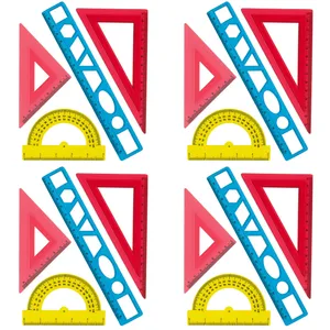 ست خط‌کش و نقاله و گونیا مدل ژله ای بسته 16 عددی