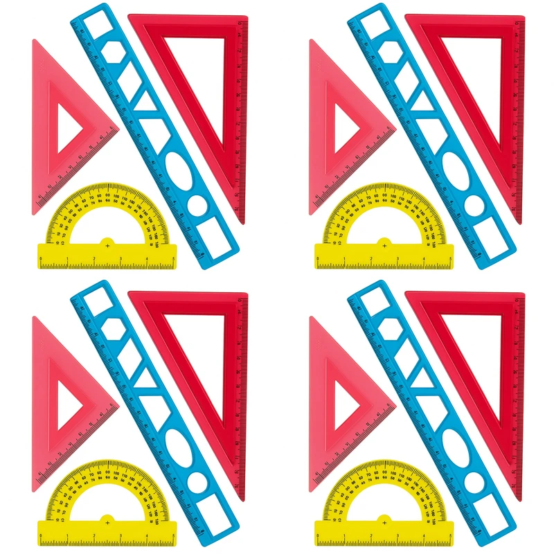 ست خط‌کش و نقاله و گونیا مدل ژله ای بسته 16 عددی