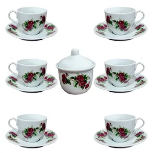 سرويس چای خوری 14 پارچه مرجان مدل گل سرخی کد 7200510281