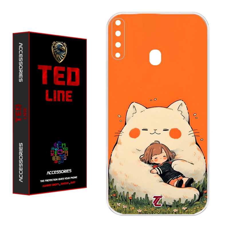 کاور تدلاین طرح گربه نارنجی کد 1138 مناسب برای گوشی موبایل سامسونگ Galaxy A20S