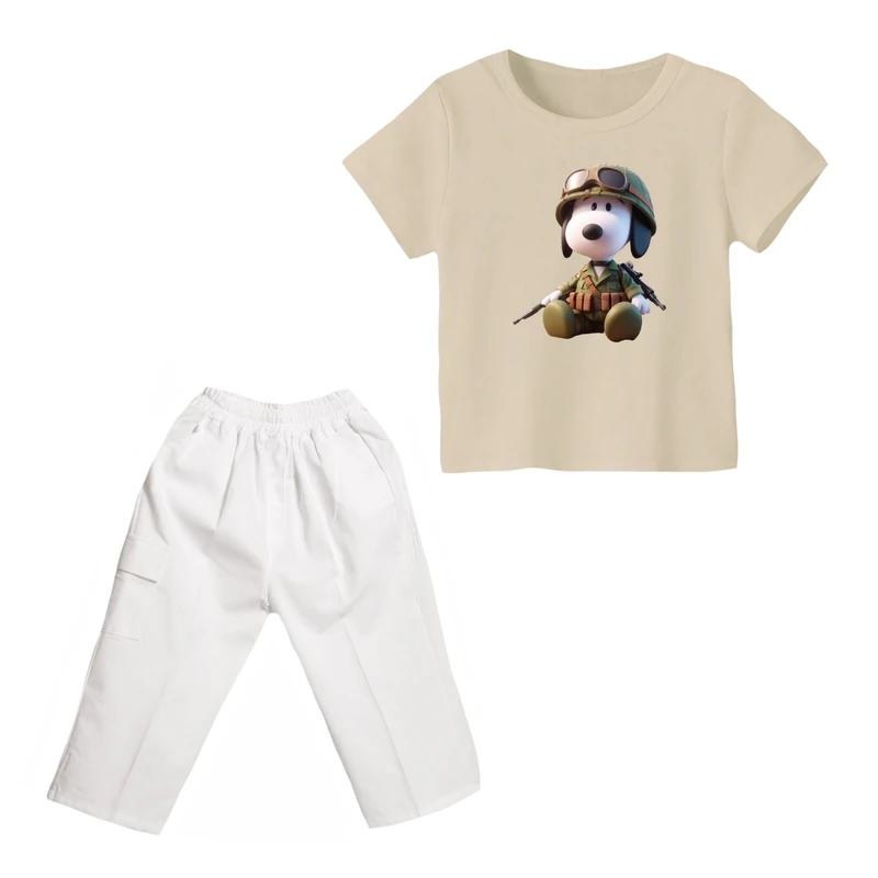 ست تی شرت و شلوارک پسرانه مدل اسنوپی کد ۱۲