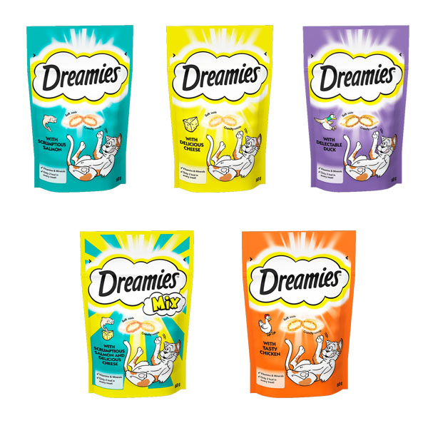 تشویقی گربه دریمیز مدل میکس وزن 60 گرم بسته 5 عددی