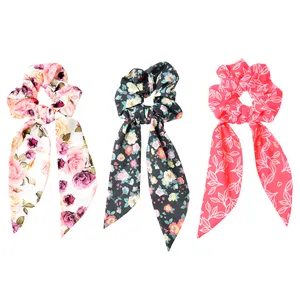 کش مو زنانه دلنار گالری مدل اسکرانچی شکوفه و گل مجموعه 3 عددی