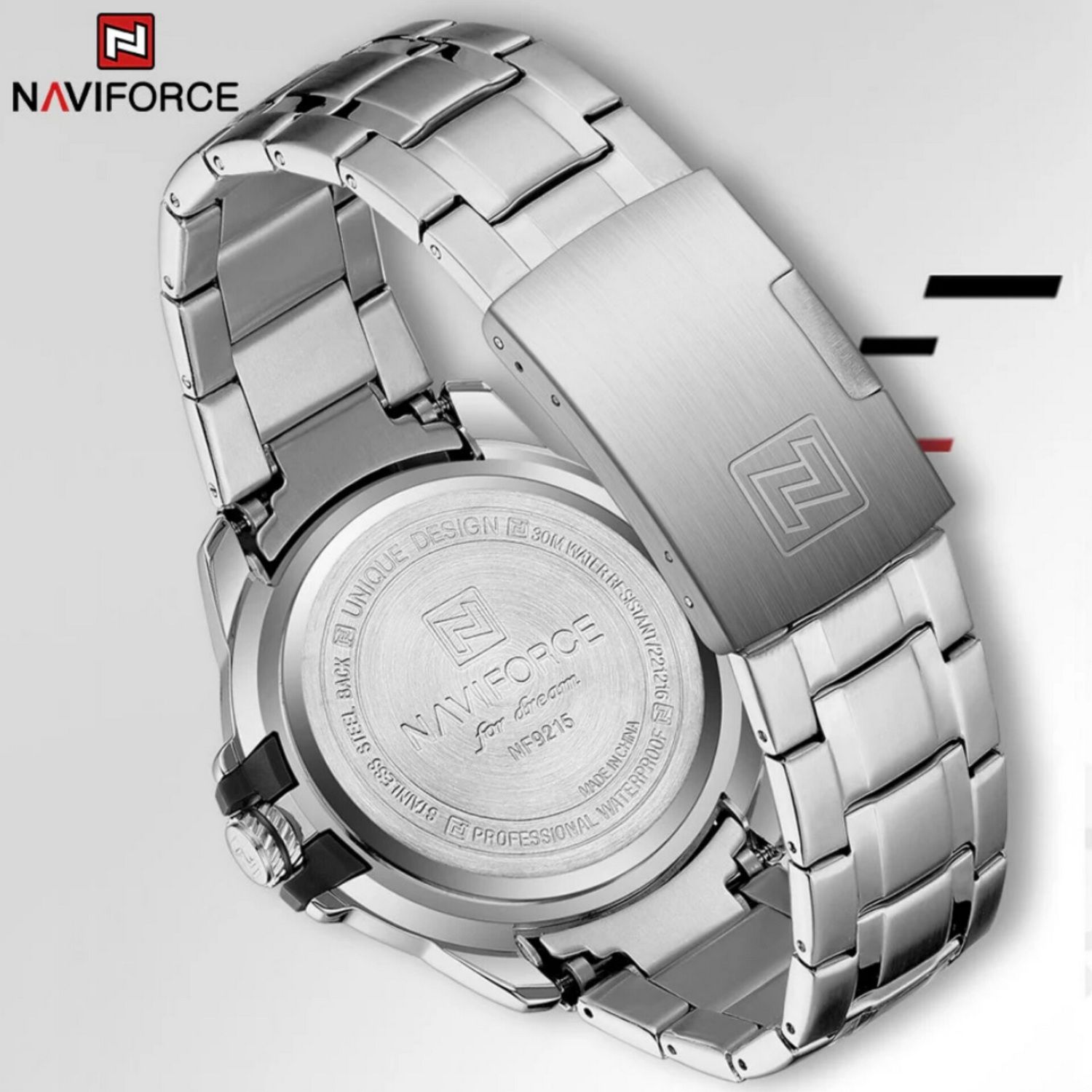 ساعت مچی عقربه‌ای مردانه کوارتز نیوی فورس مدل دوتقویم کد 9215SSGR -  - 3
