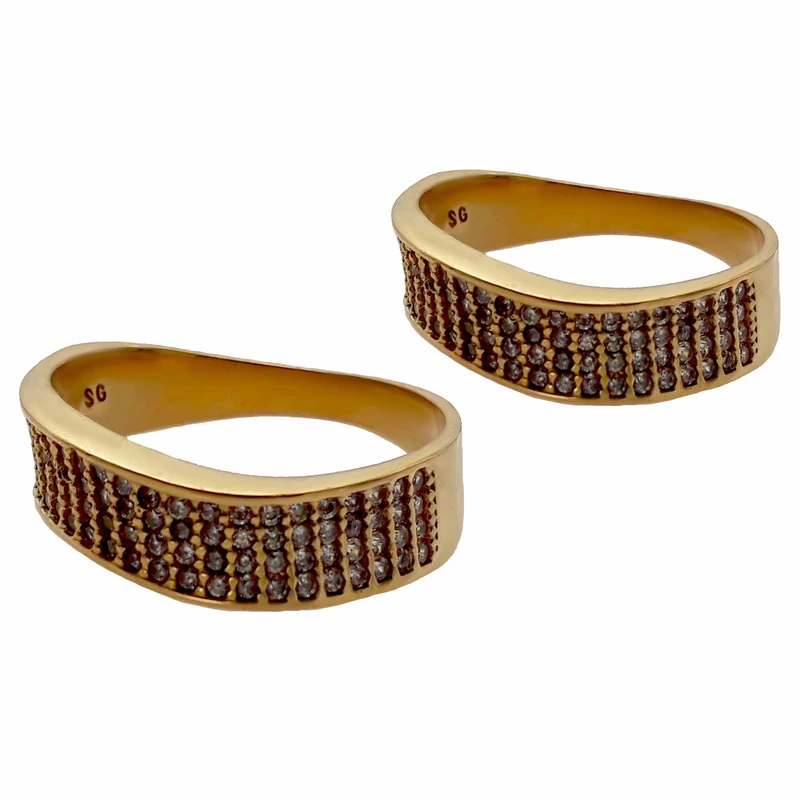 ست انگشتر زنانه و مردانه طرح نگین دار مدل طلاروس کد 877ANST S10