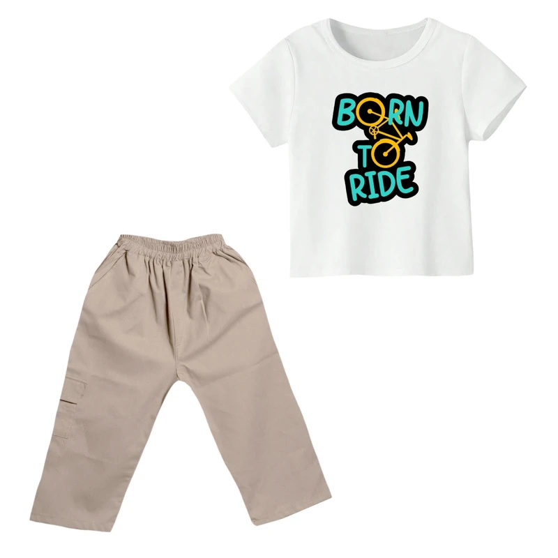 ست تی شرت و شلوارک پسرانه مدل دوچرخه کد 15