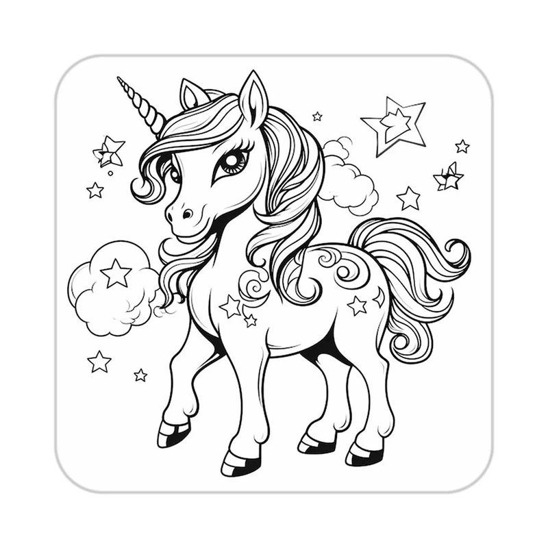 زیر لیوانی کاکتی طرح اسب تک شاخ و یونیکورن مدل mp29187