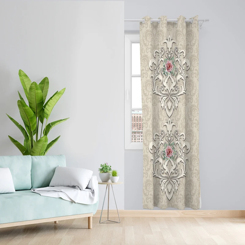 پرده طرح ترنج مدل مخمل پانچی کد 4016 z سایز 140x200 سانتی متر