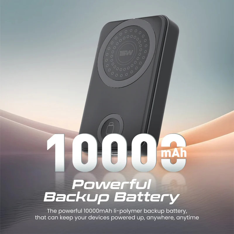 پاوربانک پرومیت مدل POWERMAG-TRIO.BLACK ظرفیت 10000 میلی‌آمپر ساعت