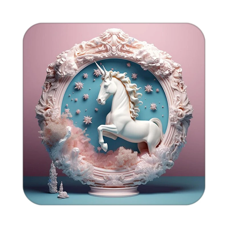 زیر لیوانی کاکتی طرح اسب تک شاخ و یونیکورن مدل mp32443