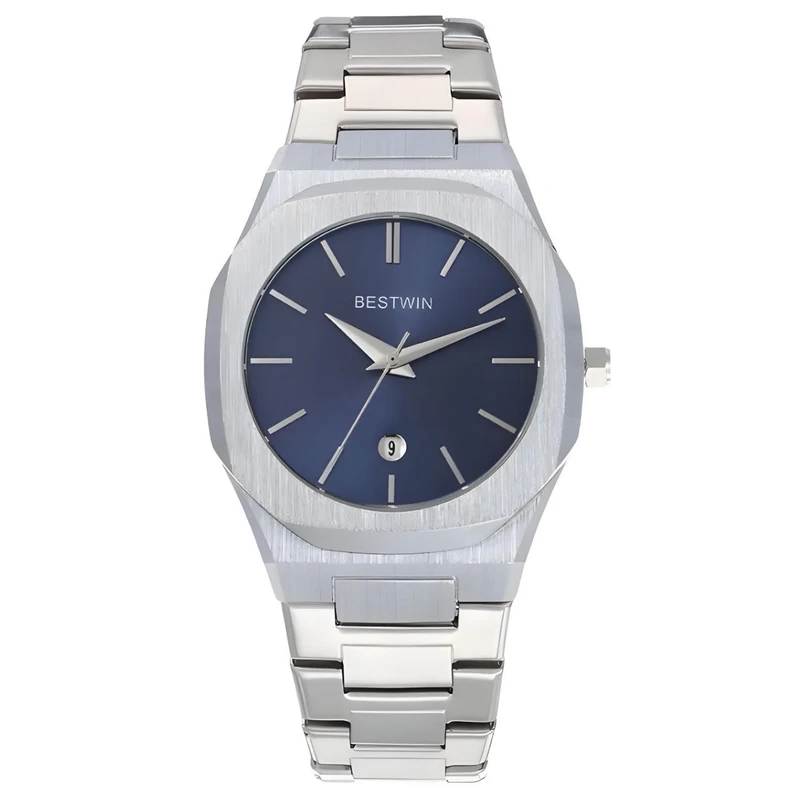 ساعت مچی عقربه‌ای کوارتز مردانه مدل کلاسیک صفحه خطی کد 010