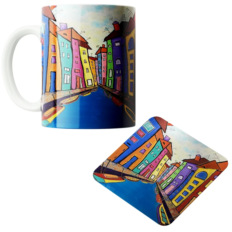 ماگ مدل بمنظره خیابان کد 149 به همراه زیرلیوانی