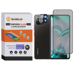 محافظ لنز دوربین آلتیمیت شیلد مدل 3D-UPV مناسب برای گوشی موبایل شیائومی Mi 11 lite 5G / 11 lite ne 5G به همراه محافظ صفحه نمایش حریم شخصی