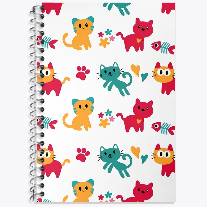 دفتر زبان 50 برگ خندالو مدل دو خط طرح پترن گربه ای کد N5228