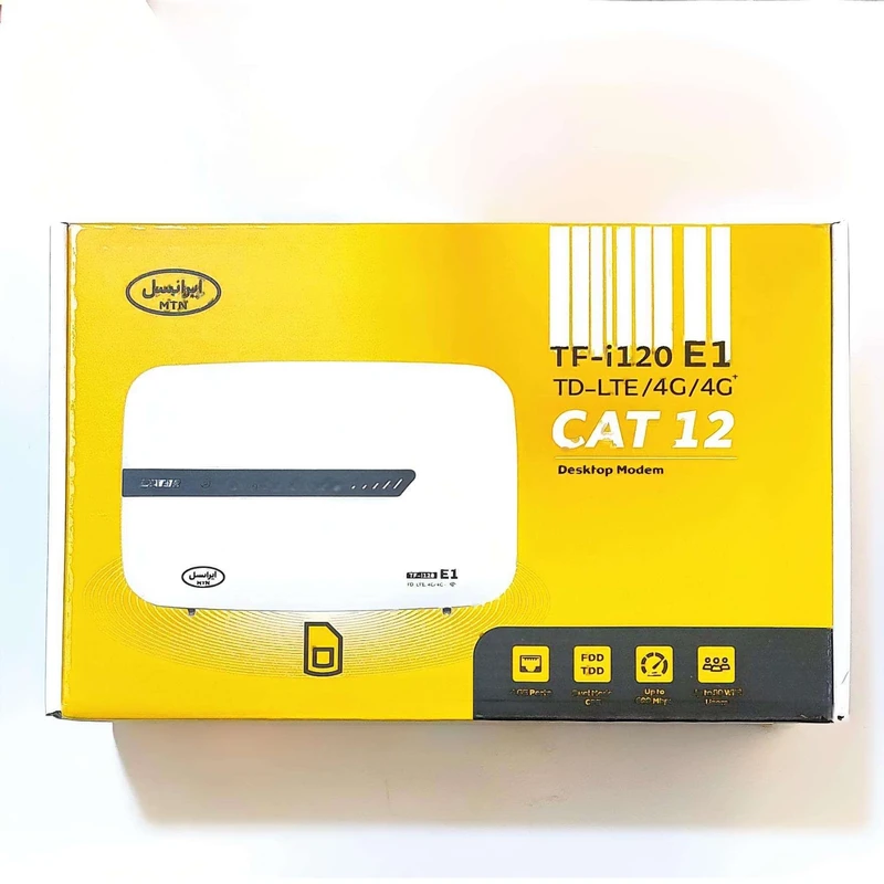 عکس شماره 4 : مودم 4g ایرانسل مدل tf-i120 e1 با فناوری lte cat 12، سرعت دانلود 600 مگابیت بر ثانیه، آپلود 100 مگابیت بر ثانیه، وای فای دوبانده 2.4 و 5.8 گیگاهرتز، پشتیبانی همزمان 50 کاربر، چهار پورت اترنت، مناسب استفاده خانگی و اداری
