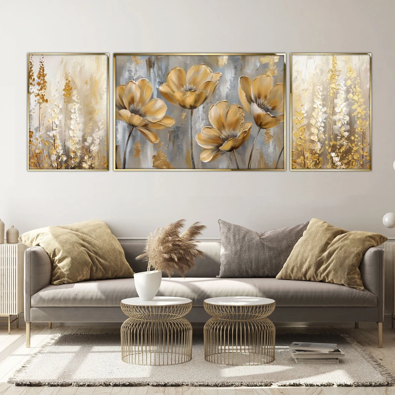 تابلو آتریسا طرح گل مدرن مدل AT00711 مجموعه 3 عددی 