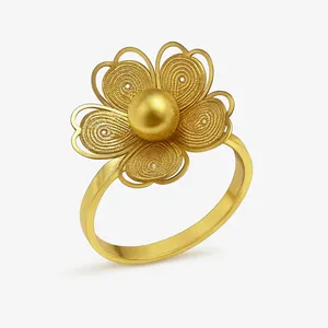 انگشتر زنانه مدل گلبرگ مرواریدی کد SS33