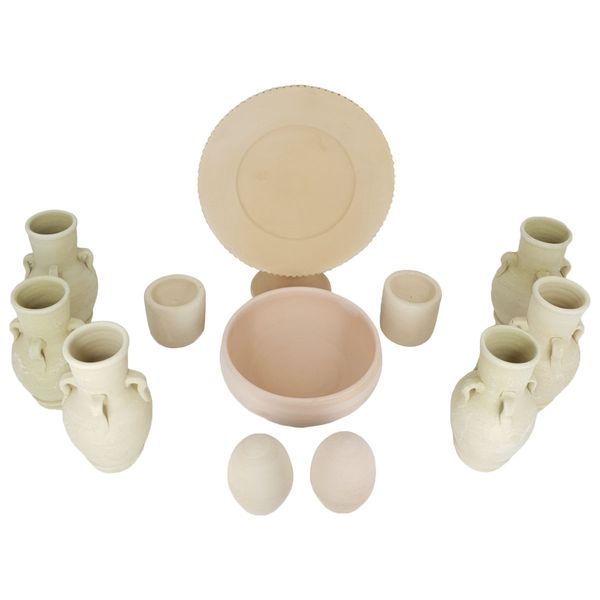 ست 12 تکه هفت سین سفالی خام مدل چهار قفلی کد H1060