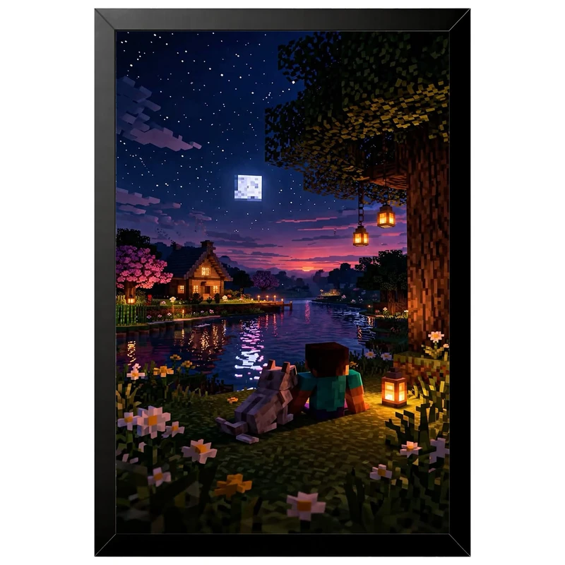 تابلو بکلیت طرح گیمینگ ماینکرفت Minecraft مدل B-po2245 فریم مشکی