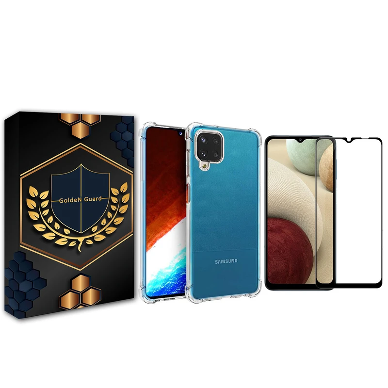 کاور گلدن گارد مدل کپسولی مناسب برای گوشی موبایل سامسونگ Galaxy A12 به همراه محافظ صفحه نمایش شیشه ای