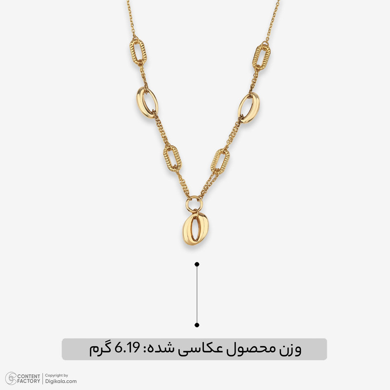 گردنبند طلا 18 عیار زنانه با زنجیر حلقه‌ای (فلامینگو) نگین مدل 35