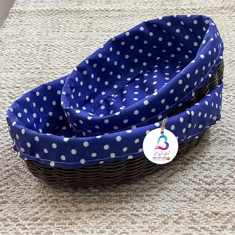 سبد نان و سبزی حصیر بافی کلبه بلوط مدل ارغوان بسته 2 عددی