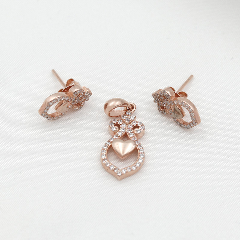 نیم ست نقره زنانه مدل قلبی کد SHS-45