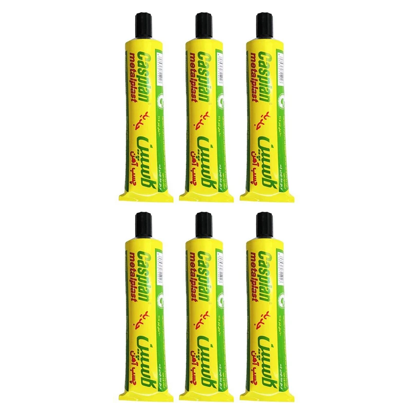 چسب آهن کاسپین مدل Metal plast حجم 100 میلی لیتر بسته 6 عددی