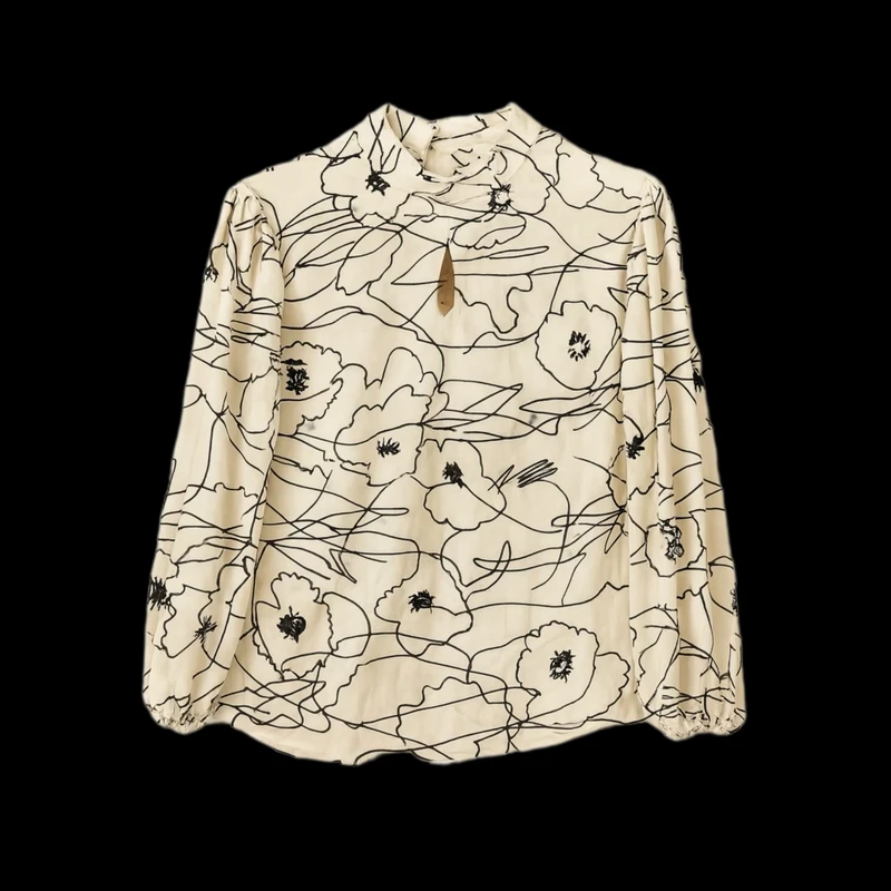 بلوز آستین بلند یقه گرد زنانه مدل گلدار