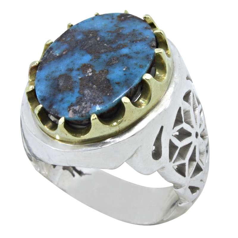 انگشتر نقره مردانه مدل فیروزه کد V16