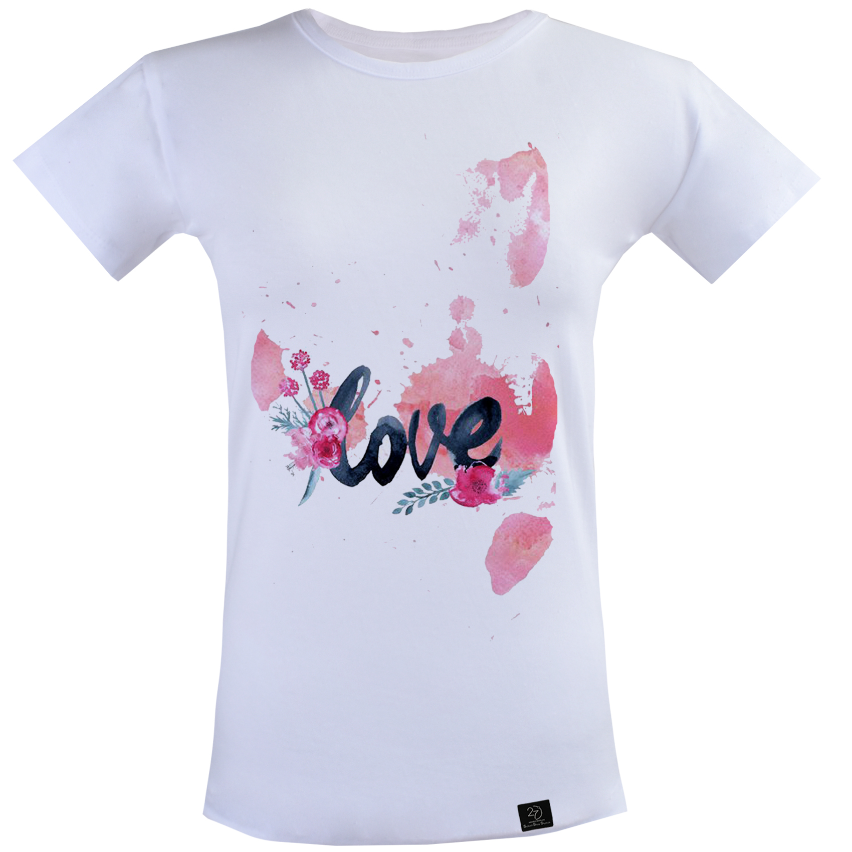 تی شرت آستین کوتاه زنانه 27 مدل LOVE کد P07 رنگ سفید