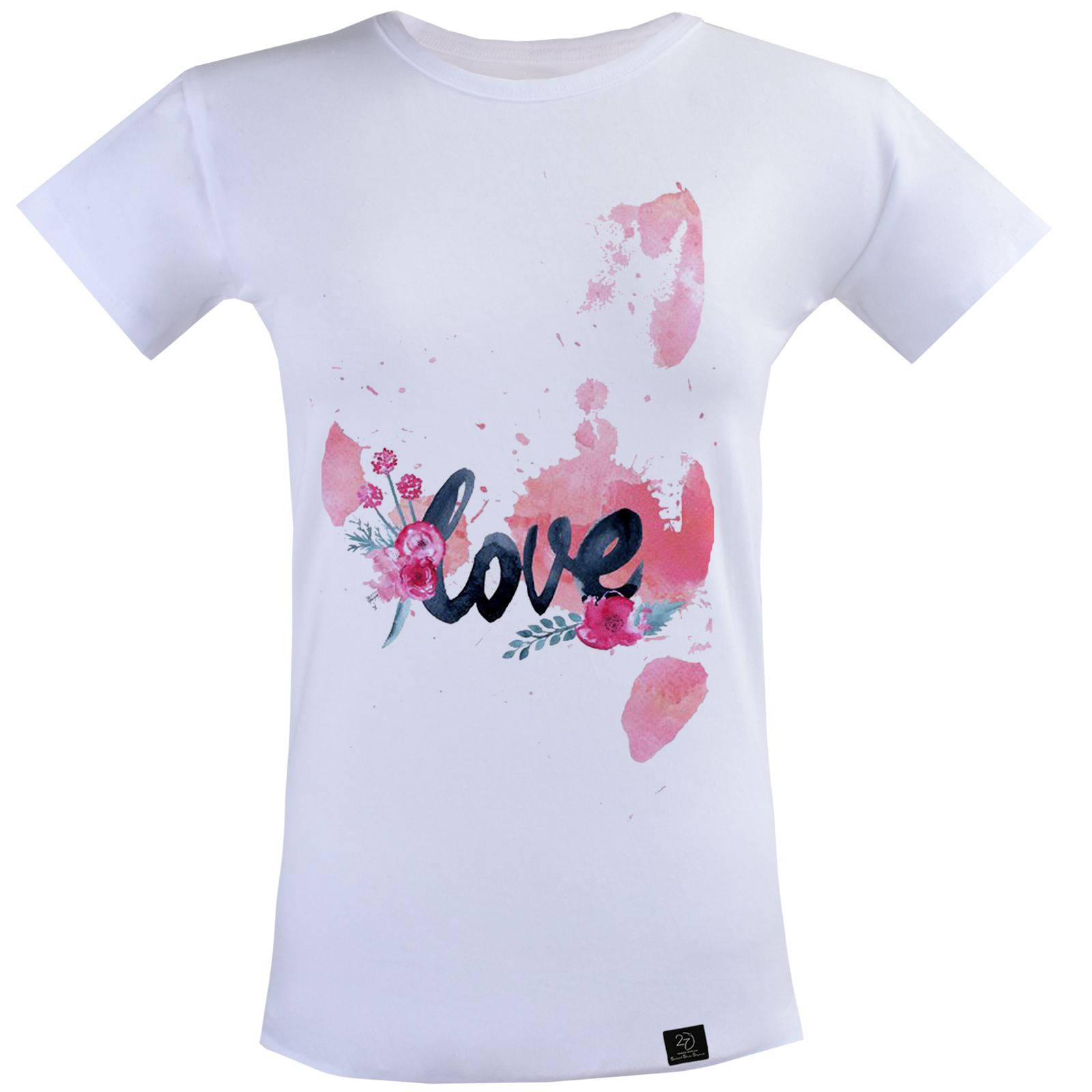 تی شرت آستین کوتاه زنانه 27 مدل LOVE کد P07 رنگ سفید -  - 1