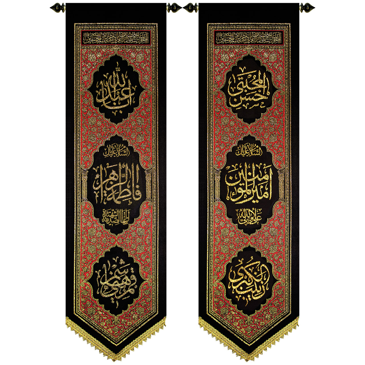 پرچم مدل فاطمه زهرا و امیرالمومنین کد ۲۶۳B مجموعه 2 عددی