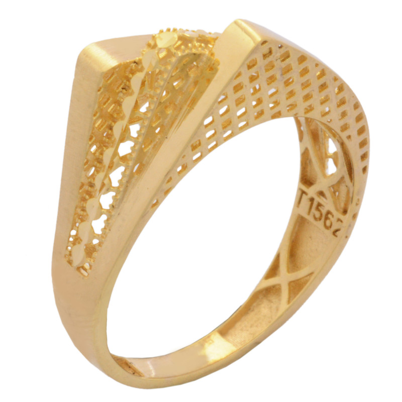 انگشتر طلا 18 عیار زنانه طلای مستجابی مدل مثلثی کد T1562 سایز 56