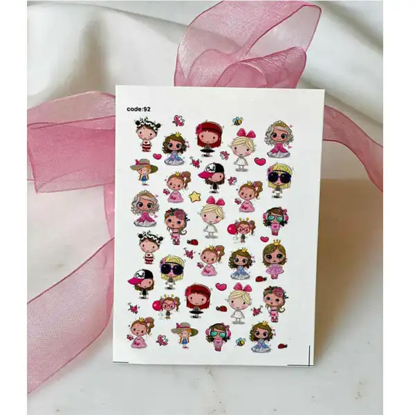 استیکر طراحی ناخن مدل عروسک دختر کد 92