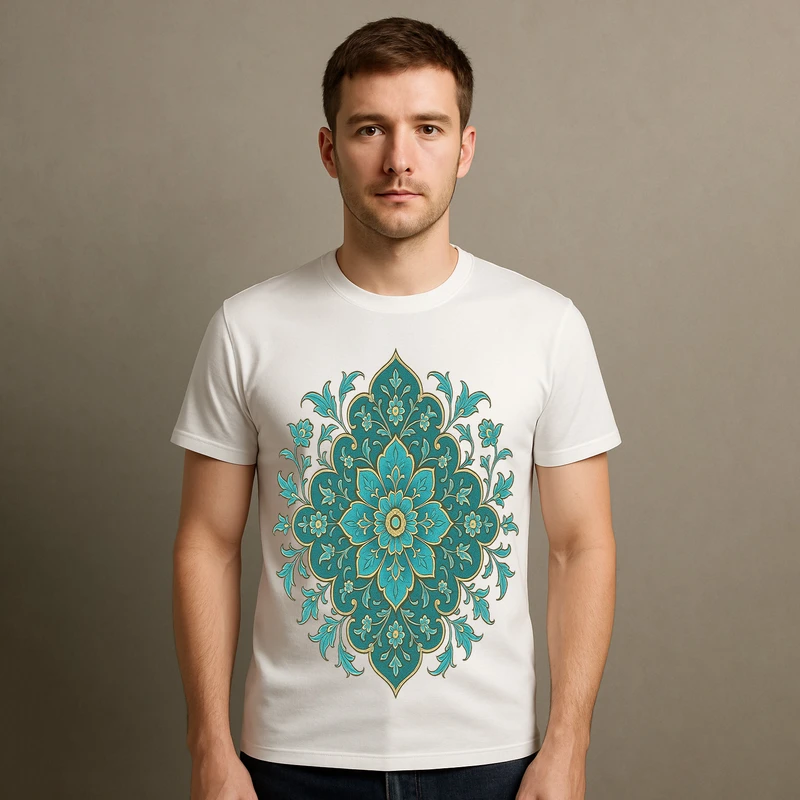 تیشرت آستین کوتاه مردانه مدل نقوش اسلیمی