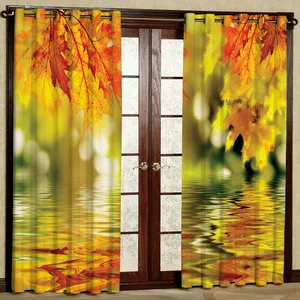 پرده مدل برگ پاییزی هازان پانچی کد 2171 سایز 140x200 سانتی متر