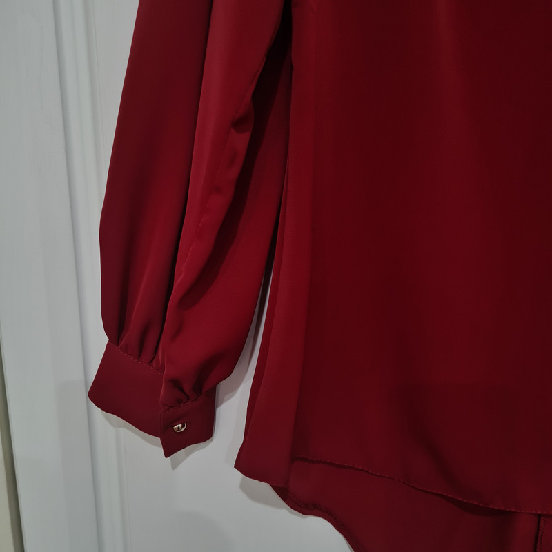 بلوز آستین بلند زنانه مدل کرپ حریر یقه گره ای کد ۲