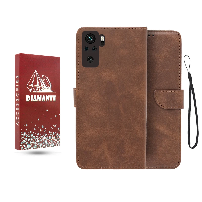 کیف کلاسوری دیامانته مدل جاکارتی بنددار مناسب برای گوشی موبایل شیائومی Redmi Note 10 4G به همراه بند آویز