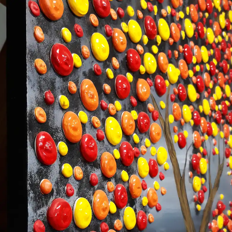 تابلو نقاشی میکس مدیا طرح درخت پاییزی کد 217