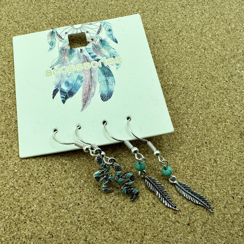 گوشواره زنانه اکسسورایز مدل مار و پر مجموعه 2 عددی