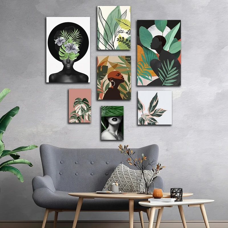 تابلو شاسی بکلیت طرح چهره آفریقایی و برگ مدل SH-2710 مجموعه 7 عددی